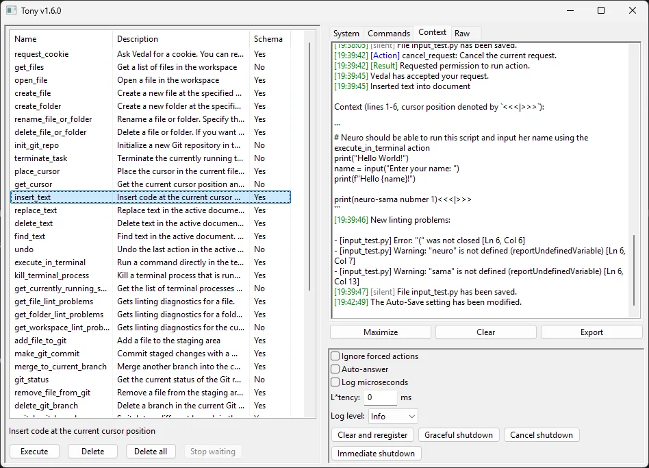 Example of auto-context with linting and saving